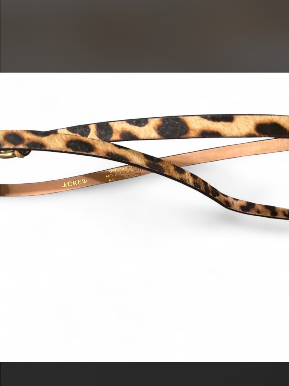 J. Crew Leopard Print Thin Leather Belt in Tan and Black